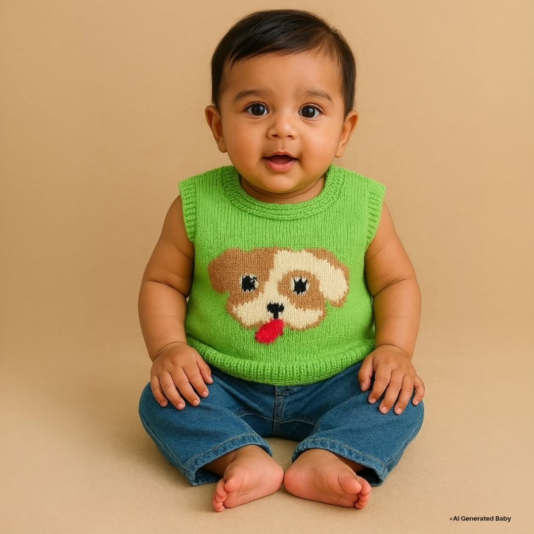 Handknitted Woollen Puppy Sweater for Kids for Newborn Baby