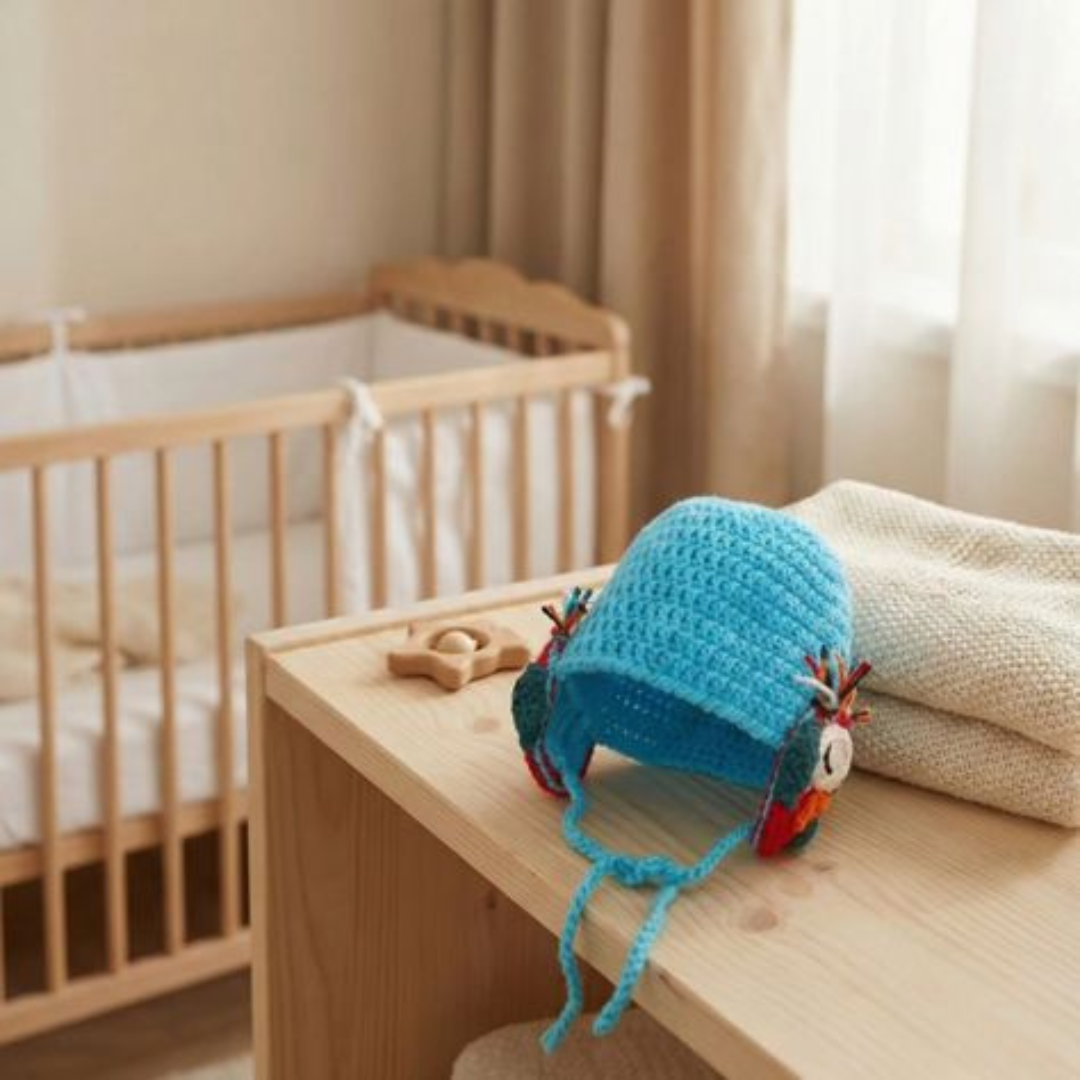 Handmade Woollen Cap with Double Warmer Owl Earflaps