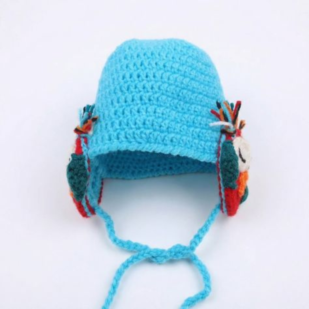 Handmade Woollen Cap with Double Warmer Owl Earflaps