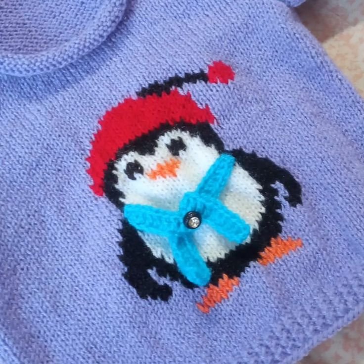 Hand-knitted Penguin Woollen Sweater for Baby